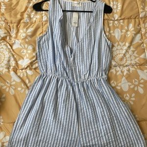 Francesca’s Light blue and white striped romper